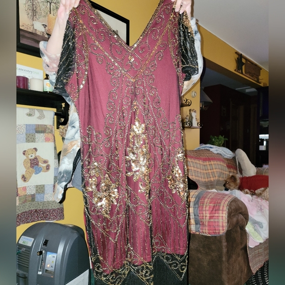 Gorgeous dress, size xl burgundy with bling! - Picture 2 of 2